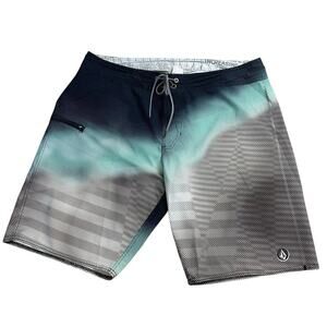 Volcom Men's Board Shorts Size 36 Gray Blue Surf Beach Vacation